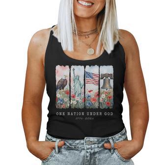 One Nation Under God Christian Wildflower 250Th Girls Women Tank Top - Thegiftio UK