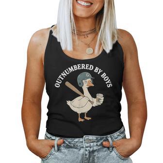 Outnumbered By Boys Baseball Mom Goose Women Tank Top - Monsterry
