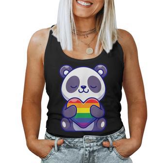 Panda Kawaii Lgbtq Oso Abrazo Distribuidor Gay Orgullo Arco Iris Corazón Camiseta sin mangas para mujer - Regaloses