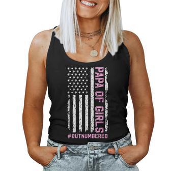 Papa Of Girls Outnumbered Girls Papa Grandpa Girl Papa Women Tank Top - Monsterry UK