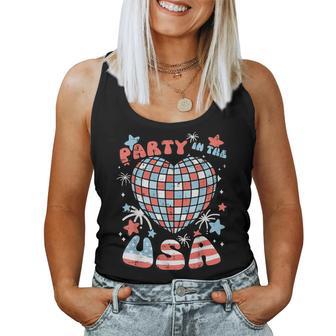 Party In The Usa Disco Heart 4Th Of July Girls Kids Women Tank Top - Monsterry