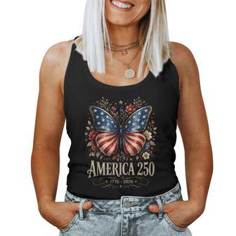 Patriotic Butterfly 1776 2026 Usa 250 Years Vintage Floral Women Tank Top - Thegiftio UK