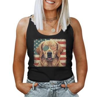 Patriotic Golden Retriever Dog Lover Usa Flag 4Th Of July Kids Women Tank Top | Seseable UK