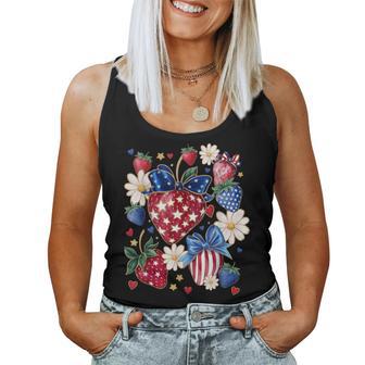 Patriotic Strawberry 4Th Of July Boho Women Tank Top - Monsterry DE
