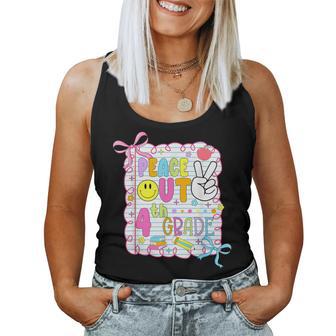 Peace Out 4Th Grade Kid Girl Last Day Of School Bow Coquette Women Tank Top - Monsterry