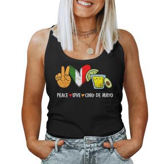 Peace Love Cinco De Mayo Party Drinking Fiesta Mexican Women Women Tank Top | Seseable UK