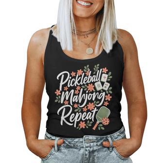 Pickleball Mahjong Repeat Flower Floral Paddle Women Women Tank Top - Thegiftio UK