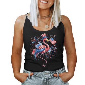Pink 4Th Of July Flamingo American Flag Usa Patriotic Women Women Tank Top - Thegiftio UK