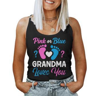 Pink Or Blue Grandma Loves You Team Boy Girl Gender Reveal Women Tank Top - Monsterry