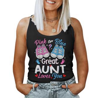 Pink Or Blue Great Aunt Loves You Gender Reveal Women Tank Top - Thegiftio UK