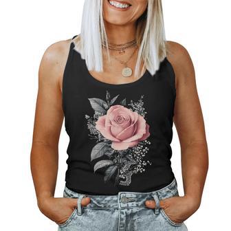 Pink Rose Flower Botanist Garden Flower Pink Rose Women Tank Top - Thegiftio UK