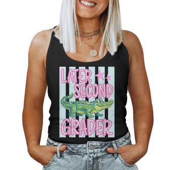 Pink Striped Later Second Grader End Of School Year Teacher Women Tank Top - Thegiftio UK