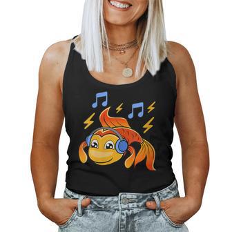Poisson Rouge Casque D'écoute De La Musique Musicien Débardeur pour femme - Cadeauxyz