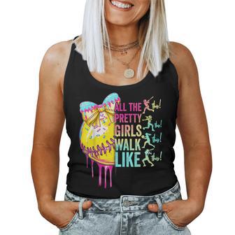 All The Pretty Girls Walk Like This Softball Lover Sport Fan Women Tank Top - Monsterry