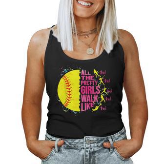 All The Pretty Girls Walk Like This Softball Player Women Women Tank Top - Monsterry