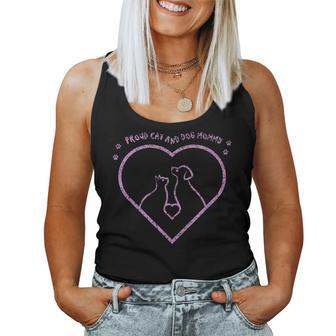 Proud Cat And Dog Mommy Dogs Lover Cats Mom Mother Mama Women Tank Top - Thegiftio UK