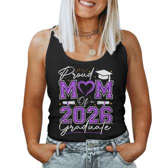 Proud Mom Of A 2026 Graduate Senior 2026 Purple Gold Vibes Women Tank Top - Thegiftio UK