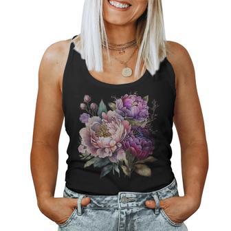 Purple Peony Cottagecore Gardening Flower Gardener Lover Women Tank Top - Thegiftio UK