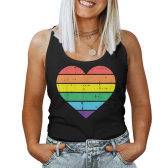 Rainbow Gay Heart Vintage Love Lgbtq Pride Flag Women Women Tank Top - Thegiftio