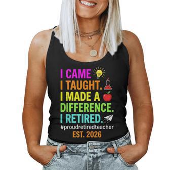 Retired Teacher 2026 Humor Teacher Retirement Est 2026 Women Tank Top - Thegiftio UK