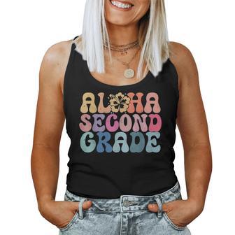Retro Aloha Second Grade Teacher Life Summer Beach Vacation Women Tank Top - Thegiftio UK