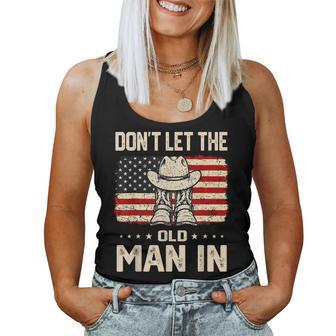 Retro Don't Let The Old Man In Cowboy Us Flag For Women Women Tank Top - Thegiftio UK