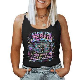 Retro Glow For Jesus Christian Faith For Kids Women Tank Top - Thegiftio UK