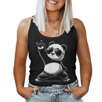 Retro Panda Rock And Roll Musik Lustiger Panda Tank Top Frauen - Seseable