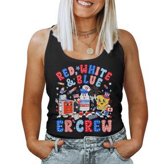 Retro Red White And Blue Er Crew America 4Th Of July Nurse Women Tank Top - Thegiftio UK