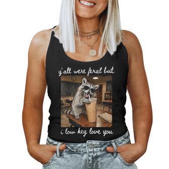 Retro Y'all Were Feral But I Low Key Love You Teacher Life Women Tank Top - Thegiftio UK