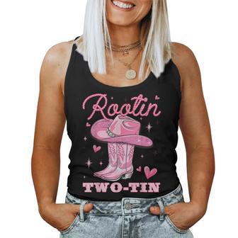 Rootin Two-Tin Cowgirl Western Rodeo 2Nd Birthday Girl Howdy Women Tank Top - Thegiftio UK