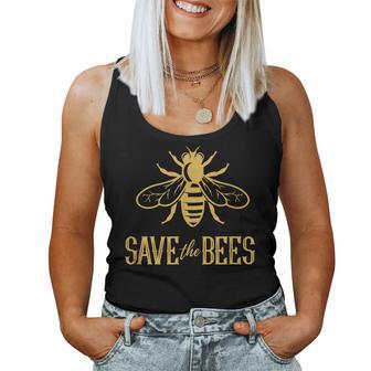 Save The Bees 花、じんましん、アースデイ、環境、平和 レディースタンクトップ - Kawaiitshirt