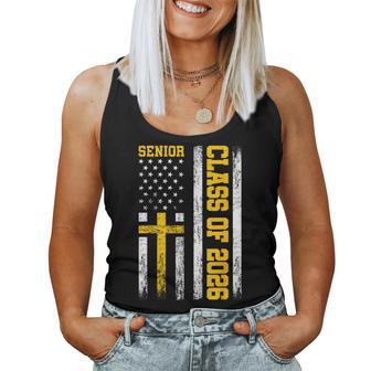 Senior Class Of 2026 Usa Flag Cross Christian Senior 2026 Women Tank Top - Thegiftio UK
