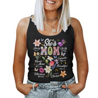 She Is Mom Bible Verses Christian Boho Floral Mother's Day Women Tank Top | Mazezy