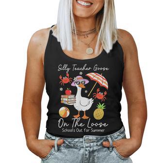 Silly Teacher Goose On The Loose Last Day Of School Summer Women Tank Top - Thegiftio UK
