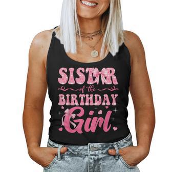 Sister Of The Birthday Girl Family Pink Coquette Bow Women Tank Top - Thegiftio UK