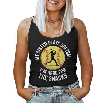 My Sister Plays Softball I'm Here For The Snacks Boys Girls Women Tank Top - Monsterry