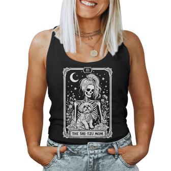 Spooky Shih Tzu Mom Skeleton Tarot Card Halloween Dog Mama Women Tank Top - Thegiftio UK