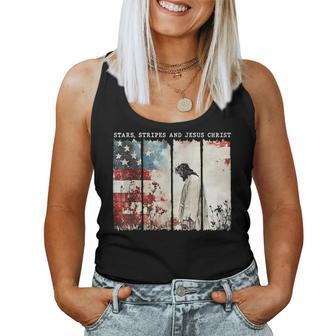 Stars Stripes And Jesus Christ Patriotic Christian Women Tank Top - Thegiftio UK
