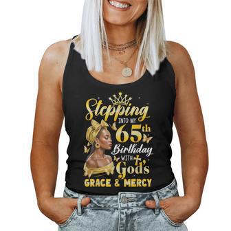 Stepping Into My 65Th Birthday Afro Woman Religious Birthday Women Tank Top - Monsterry