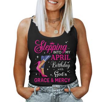 Stepping Into My April Girls High Heels Birthday Women Tank Top - Thegiftio