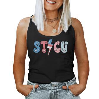 Sticu 4Th Of July Surgical Trauma Icu Nurse American Flag Women Tank Top - Thegiftio UK
