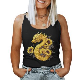 Sunflower Dragon Flower Fantasy Floral Women Tank Top - Thegiftio UK