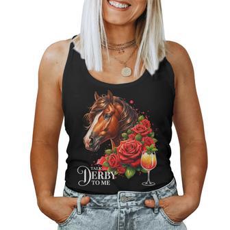 Talk Derby To Me Floral Racing Horse Women Tank Top | Mazezy