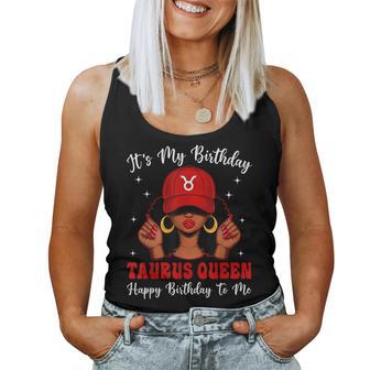 Taurus Queen Afro Red Cap Black Girl Birthday Women Tank Top - Thegiftio UK
