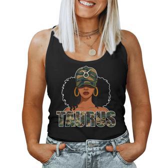 Taurus Queen Camo Birthday Black Woman Cap Zodiac Sign Women Tank Top - Thegiftio UK