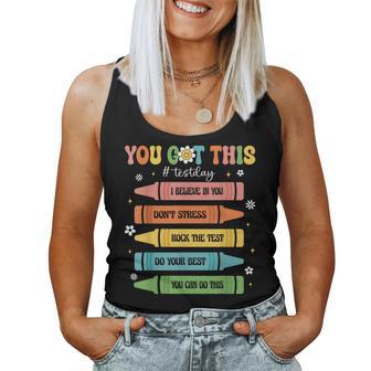 You Got This Test Day Teacher Crayons Flower Rock The Test Women Tank Top - Thegiftio UK