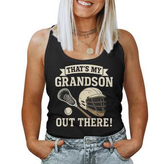 That’S My Grandson Out There Lacrosse Retro Grandma Grandpa Women Tank Top - Monsterry