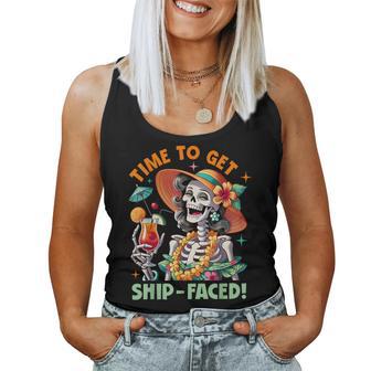 Time To Get Ship Faced Skeleton Woman Hawaii Beach Summer Women Tank Top - Thegiftio UK
