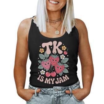 Tk Is My Jam Strawberry Cherry Teacher Student Outfit Women Tank Top - Thegiftio UK